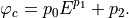 \varphi_c = p_0 E^{p_1} + p_2.
